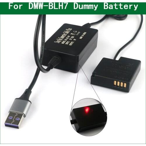 5V USB To DMW-BLH7 Dummy Battery DMW-DCC15 Power Bank USB Cable For Panasonic DMC GM1 GM5 GF7 GF8 LX9 LX10 LX15