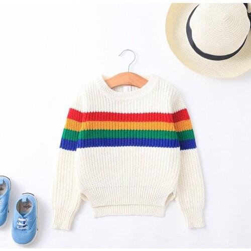 Baby Girl Clothes Fashion New Children Girls Rainbow Sweaters Baby Boys and Girls Knitting Clothing Kids Cardigan Tops Outwear