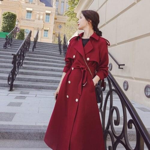 Windbreaker Womens Mid Long Autumn 2021 New Korean High End Atmosphere Fashion Temperament Small Thin Spring and Autumn Coat