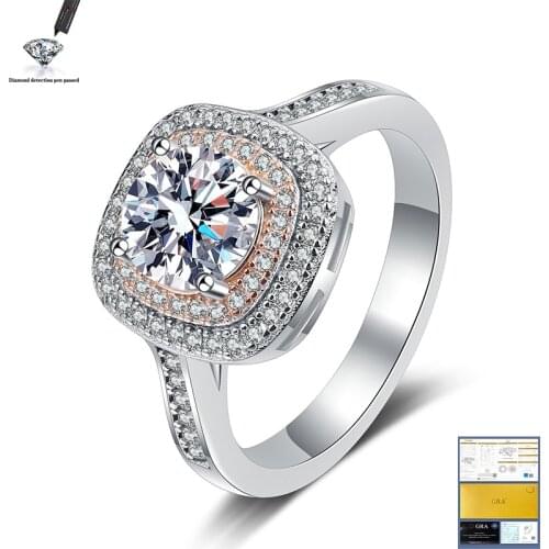 100% 925 Silver Womens Ring Natural AAA Moissanite Jewelry Gem Anillos De Bizuteria 1 Carat VVS 6.5mm Diamond Ring