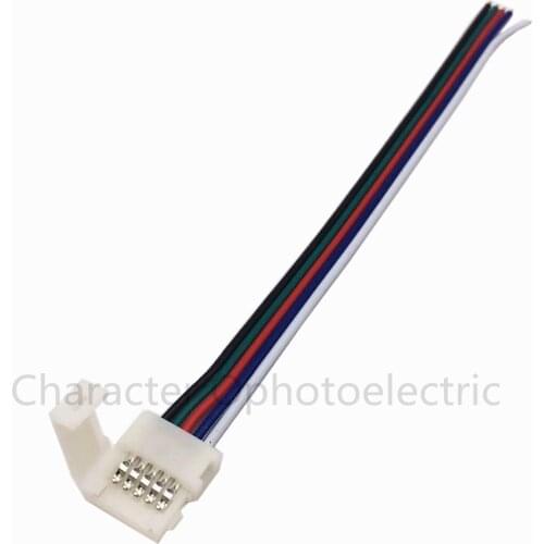 10pcs/lot 12mm 5pin RGBW LED Strip Connector Wire Two clip Extend Cable For 5050 RGBW Strip light No Need Soldering