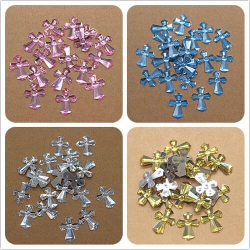 100pcs 14*18mm Acrylic Cross Charm Flatback Cabochon Embellishment Accessories DIY Craft Scrapbooking