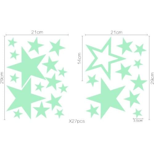 3205 27pcs star Luminous generation finely carved removable wall stickers for stylish childrens room