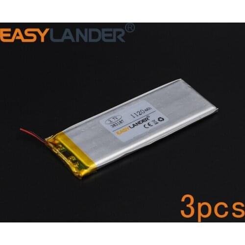 3pcs 3.7V 1120mAh 383187 Polymer Li-ion Battery For Mp3 Mp4 PAD DVD DIY E-book bluetooth Vedio Game toys Tablet PC mobile
