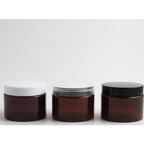 30 x 5oz 150g Empty Amber Black PET Round Jar With Plastic Cap Lotion Balm Cream Screw Tin Makeup Cosmetic Container Sample