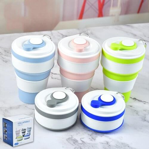 350ml Silicone Folding Water Cup BPA FREE Coffee Cup Portable Silicone Telescopic Drinking Collapsible Multi-function Travel Cup