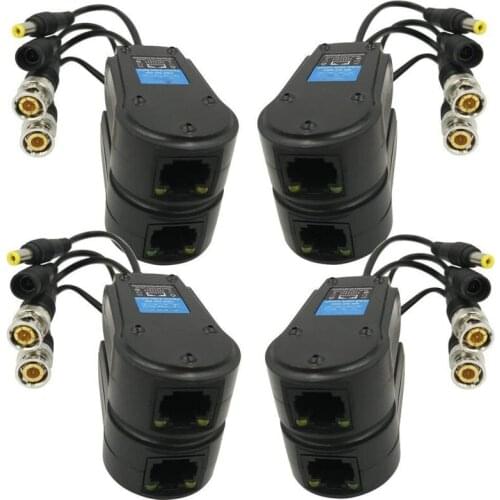 4 Pair Passive Video/Power Balun Upgraded 1080P-5Mp Bnc To Rj45 Long Distance Network Transceiver Cat5E/Cat6 Cable To Bnc Male A