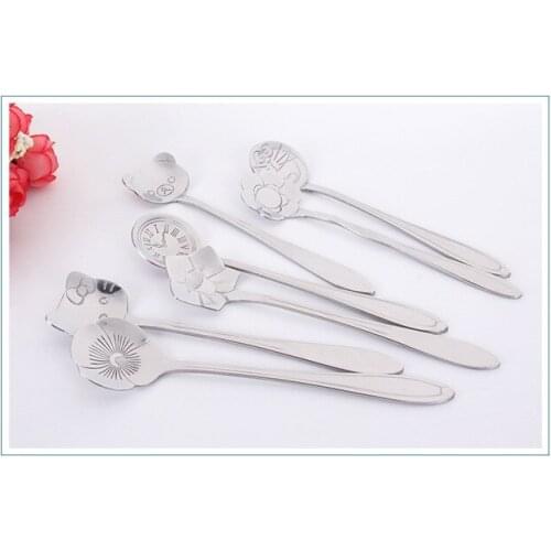 4pcs/lot Flower Shape Stainless Steel coffee spoon Dessert Spoon Tableware Kitchen Tools PO 006