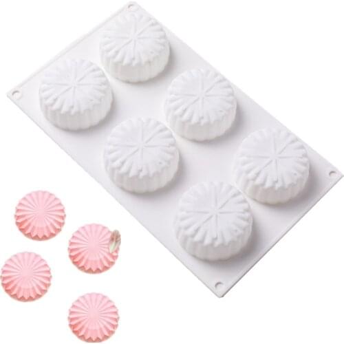 6 Holes Mooncake Silicone 3D Cake Molds For Baking Ice Moule Mousse DIY Pastry Decorating Tools Dessert Chocolate Mould
