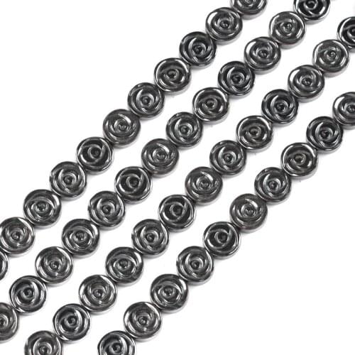 AAA Roses Flowers Black Hematite beads 67Pcs 6/8mm Round Loose beads Natural Stone for DIY Jewelry bracelet Making Accessories