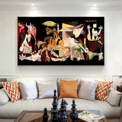 Abstract Poster and Prints Famous Picasso Guernica Art Canvas Painting Wall Art Pictures for Living Room Home Cuadros Decoration