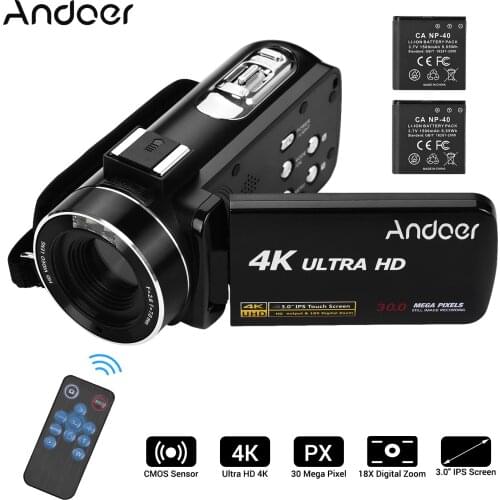 Andoer 4K Ultra HD Handheld DV Professional Digital Video Camera CMOS Sensor Camcorder with Hot Shoe for Mounting Microphone
