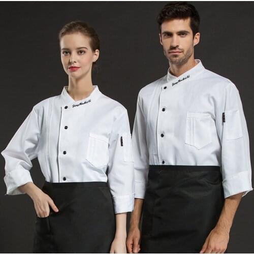 Free Shipping Hotel Chef Uniform 2018 Autumn and Winter New Design Long Sleeve Purple Jacket for Chefs Fashion Cake Shop Clothes