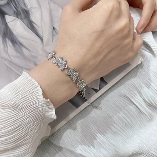 New Zircon Butterfly Bracelet Chain for Women Classic Alloy Pendant Chain Width Chain Bracelet for Men Women Jewelry Gift