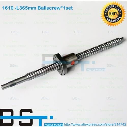 BSTMOTION 16mm 1610 Ball Screw Rolled C7 ballscrew SFU1610 365mm with one 1610 flange single ball nut for CNC parts