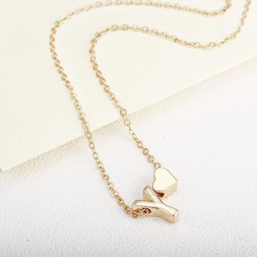 Letters Clavicle Chain Women Hot European And American Fashion Love Heart With 26 English Letter Necklace For Girlfriend Gifts