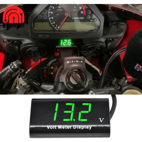 IPX6 Green DV 3V-18V Motorcycle LED Digital Display Voltage Meter Tester Panel Waterproof Voltmeter for Car Motorcycle Bicycle