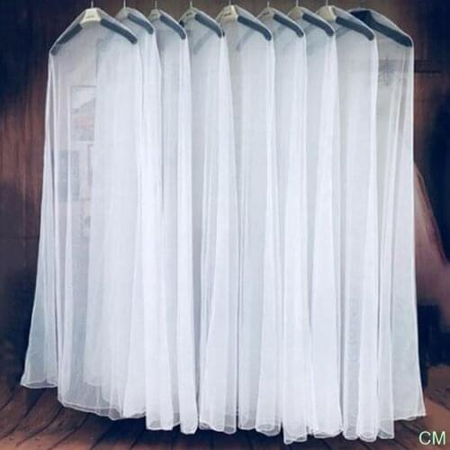 Long 160/180/200cm Transparent Soft Tulle Dust Cover for Home Clothes Wedding Dress Garment Bridal Gown Protector Mesh Yarn