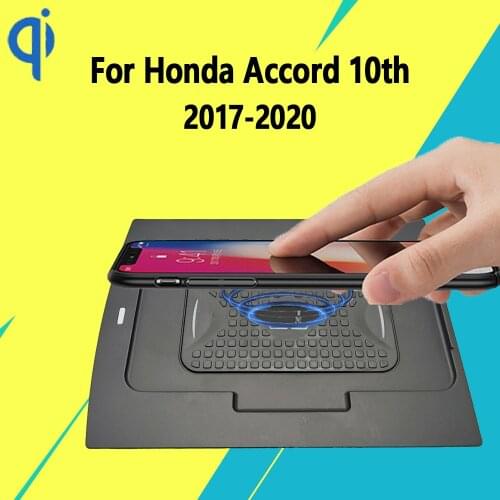 For Honda Accord 10th Gen CV G10 2017-2020 Center Console 15W Qi Fast Charging Car Wireless Charger Pad Android Iphone Holder