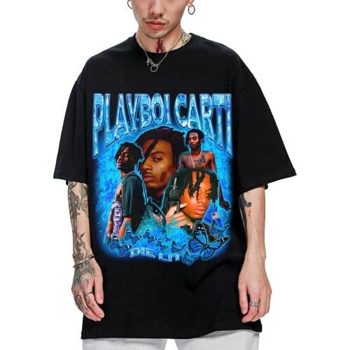 New PLAYBOI CARTI T Shirt High Quality Cotton Punk T-Shirt Men Black Tshirt Hip Hop Tops Print T Shirts Women Tshirts
