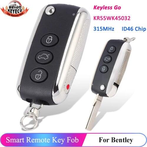 KEYECU 3+1B Smart Remote Key Fob 315MHz ID46 for Bentley Continental GT GTC Flying Spur 2006-2016 KR55WK45032