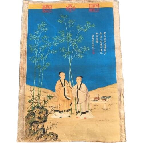 Chinese Old Scroll Lang Shi Ning - Ping An Chunxin Painting Rice Paper Painting Slice