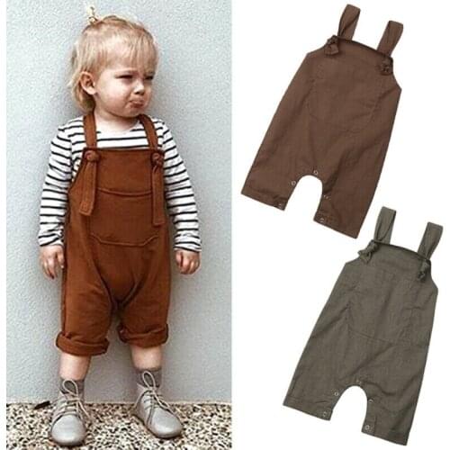 Newborn Infant Baby Boys Girls Dungarees Bib Pants Romper Kids Sleeveless Overalls Outfits 0-18Mset