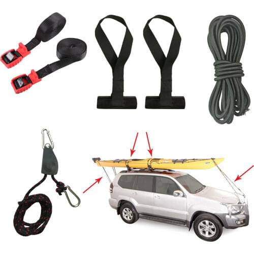 Kayak Strapping Down Kit Cam Buckle Tie Down Straps Rope Bow Stern Tie Down Ratchet Strap Hook Pulley Trunk Loops Hood
