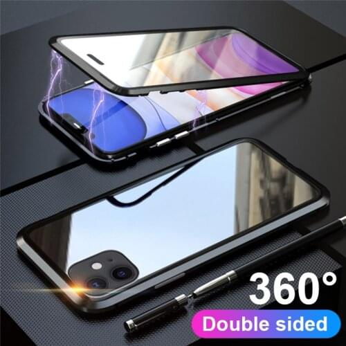 Magnetic Absorption Double Sided Safety Glass For iPhone 6 7 8 Plus X XR XS MAX Back Cover For iPhone 11 Pro Max iphone11 Coque