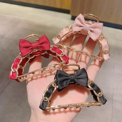Fashion New Women Girls Geometric Hair Claw Clamps Metal Hair Bow Metal Grip Shape Hair Clip Claws Solid Color Hair Accessories