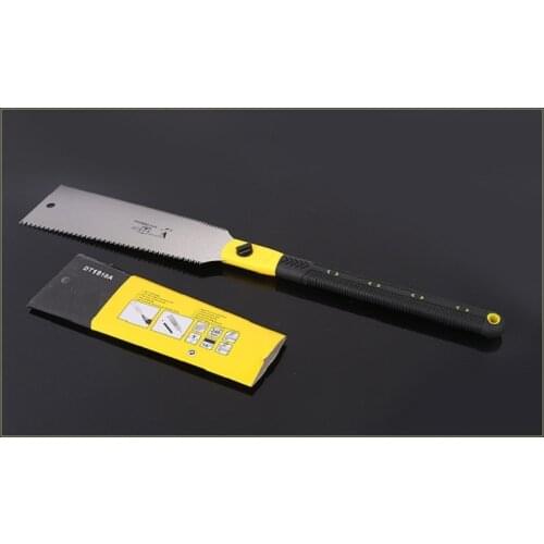 New 1Pcs Wood Working Hand Saws Double Sides Steel Slim Tenon Fine Tooth Yellow PVC Handle Pull Saw for Hardwoods 255P