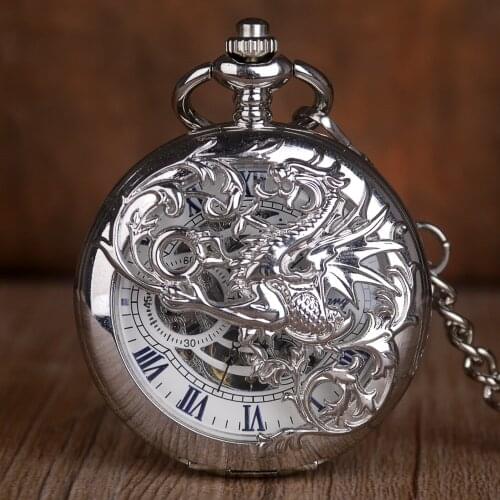 New Retro Bronze Skeleton Mechanical Pocket Watch Chinese Animal Bird Gift Pocket Watch Necklace Chain Pendant reloj de bolsillo