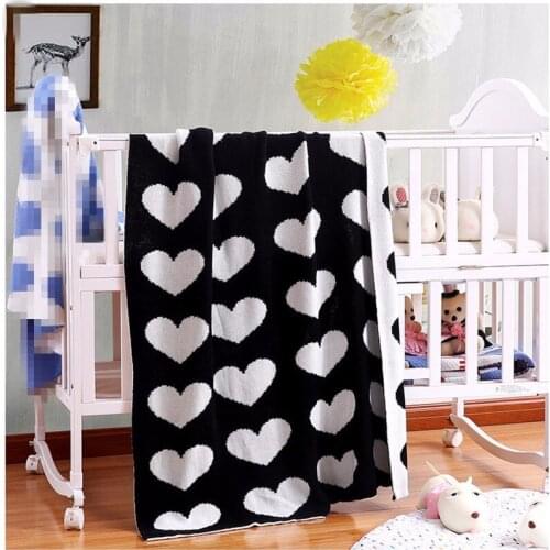 Throw Blanket Black White Love Pattern Pink Grey Heart Cotton Knitted blankets 110*130cm For Kids Bed Sofa Travel Home Textile