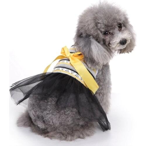 Dog Dress Summer Black and Yellow Striped Tiffany Clothes for Small Dogs Spring Pet Dog Clothes Puppy Cat Dresses Spring Summer