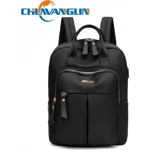 Chuwanglin Casual Oxford backpack women School Backpacks for Teenage girl Travel Bag USB Charge Backpack mochila K60911