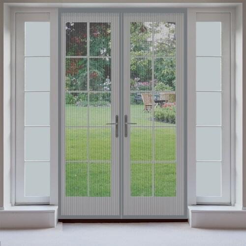 👍Gray translucent Durable Screens For Door Striped Pattern Magnetic Mosquito Nets For Door Self-adhesive Customizable