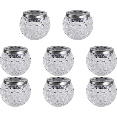 8Pcs Powered Blue Mosaic Solar Lights, White Lights GOLBE Garden Table Lamp Patio Decking Feature for Outdoor Garden