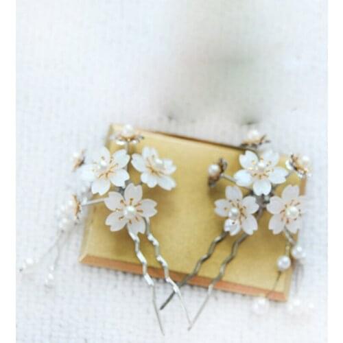 1 pair Japanese Style Sakura Hair Stick Classical Hair Fork for Kimono Hanfu Cosplay Prop Tassel Step Shake for Women Girl Gift