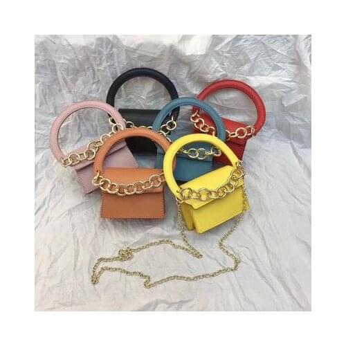 Solid color Mini Tote bag 2020 Summer New High-quality PU Leather Womens Designer Handbag Chain Shoulder Messenger Bag Belt bag