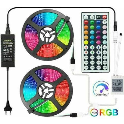 LED Strip Light RGB SMD 2835 5050 RGB 30leds LED Strip Tape DC 12V+44key IR Remote Control+LED power Adapter
