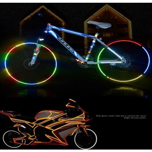 1cmx8m Car Reflect Fluorescent Reflective Sticker Strip Motorcycle Bicycle Reflective Tape Safety Decor Sticker Accessories