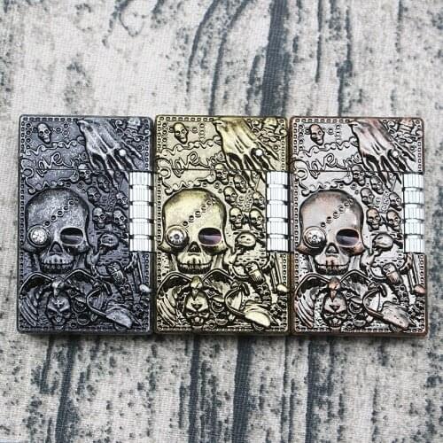 Creativity Metal Embossed Skull Gas Lighter Grinding Jet Flint Cigar Cigarette Smoking Accessories Lighters Gadgets For Men hqd