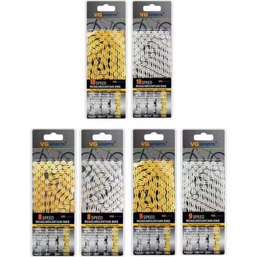 Bicycle Chains 8 9 10 11 Speed Velocidade Titanium Plated Ti Gold Silver Mountain Road Bike MTB Chain Part Cycling 116L
