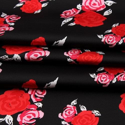 High quality European, Japanese and Korean bubble satin chiffon printed fabric DIY spring and summer womens clothing fabric