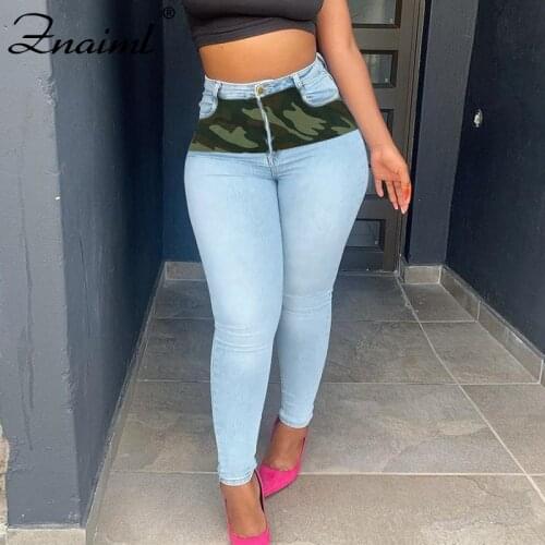 Znaiml Streetwear Bodycon Jeans Woman Fashion Patchwork Harajuku Aesthetic Pencil Pants Jeans for Mom High Waisted Denim Jeans