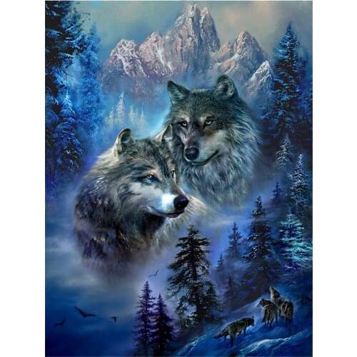 Animal Wolf DIY 11CT Embroidery Cross Stitch Kits Needlework Craft Set Cotton Thread Printed Canvas Home Decoration Room