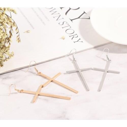 1 Pair Bohemian Punk Earrings Jewelry Cross Shape Gold &silver Color Creative Punk Earrings Best Gift For Women Girl Fashion