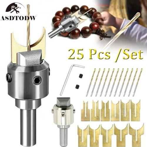 10 16 25Pcs/Set Pattern Wooden Bead Maker Beads Drill Bit Mini Milling Set Kit Tool For DIY