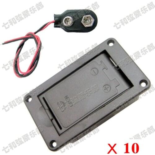 10 sets Active Guitar Bass Pickup 9V Battery Box Holder Case Compartment Cover and 9 Volt Battery Clip Buckle (DCH-FX-DK10)
