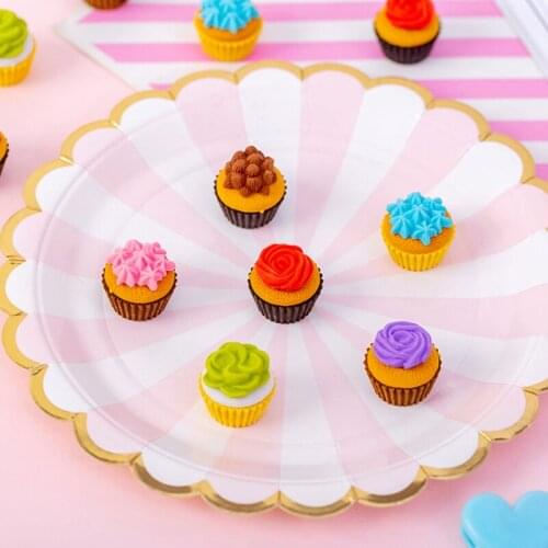 18packs/lot Kawaii Flower cake Rubber Eraser Set School Office Erase Supplies Kids Gifts